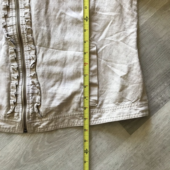 Ann Taylor LOFT Linen Blend V-Neck Full Zip with Ruffles sz XL - Picture 7 of 8